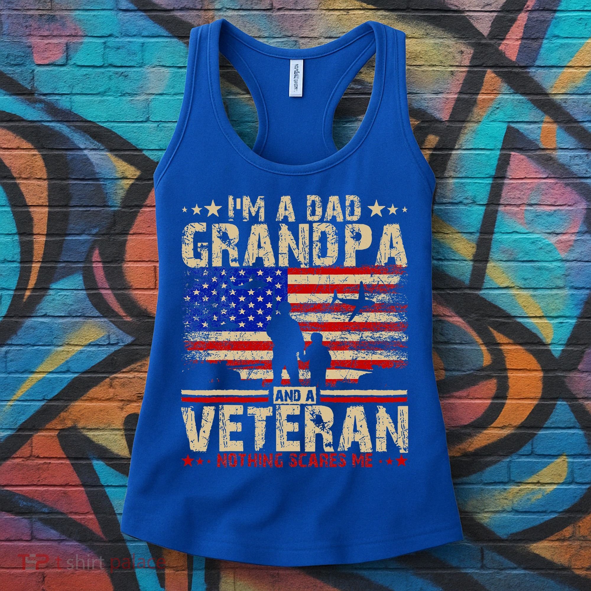 Father's Day  Veterans Day I'm A Dad Grandpa and A Veteran  Women's Tank Top