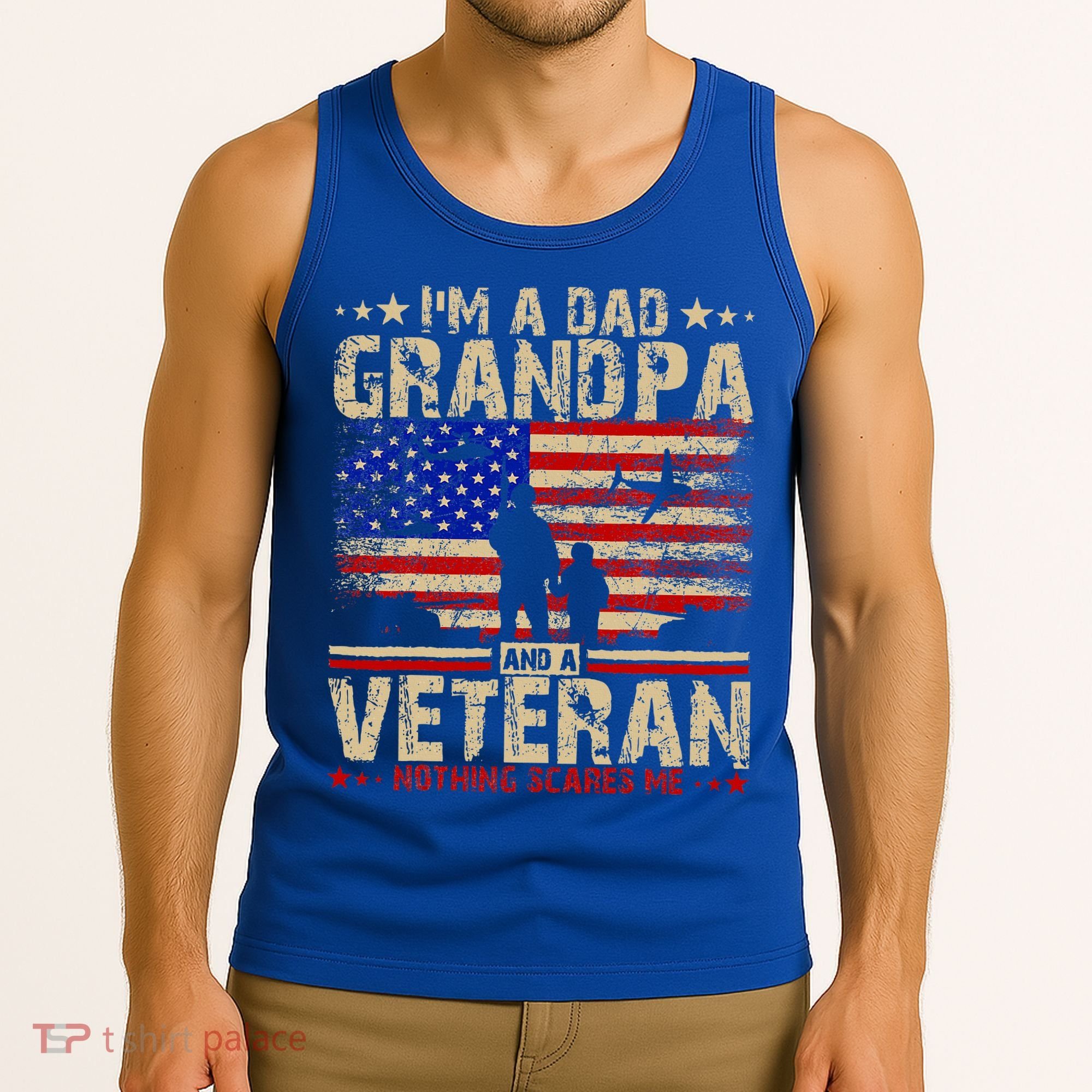 Father's Day  Veterans Day I'm A Dad Grandpa and A Veteran  Tank Top