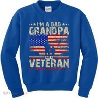 Father's Day  Veterans Day I'm A Dad Grandpa and A Veteran  Kids Sweatshirt thumb 0