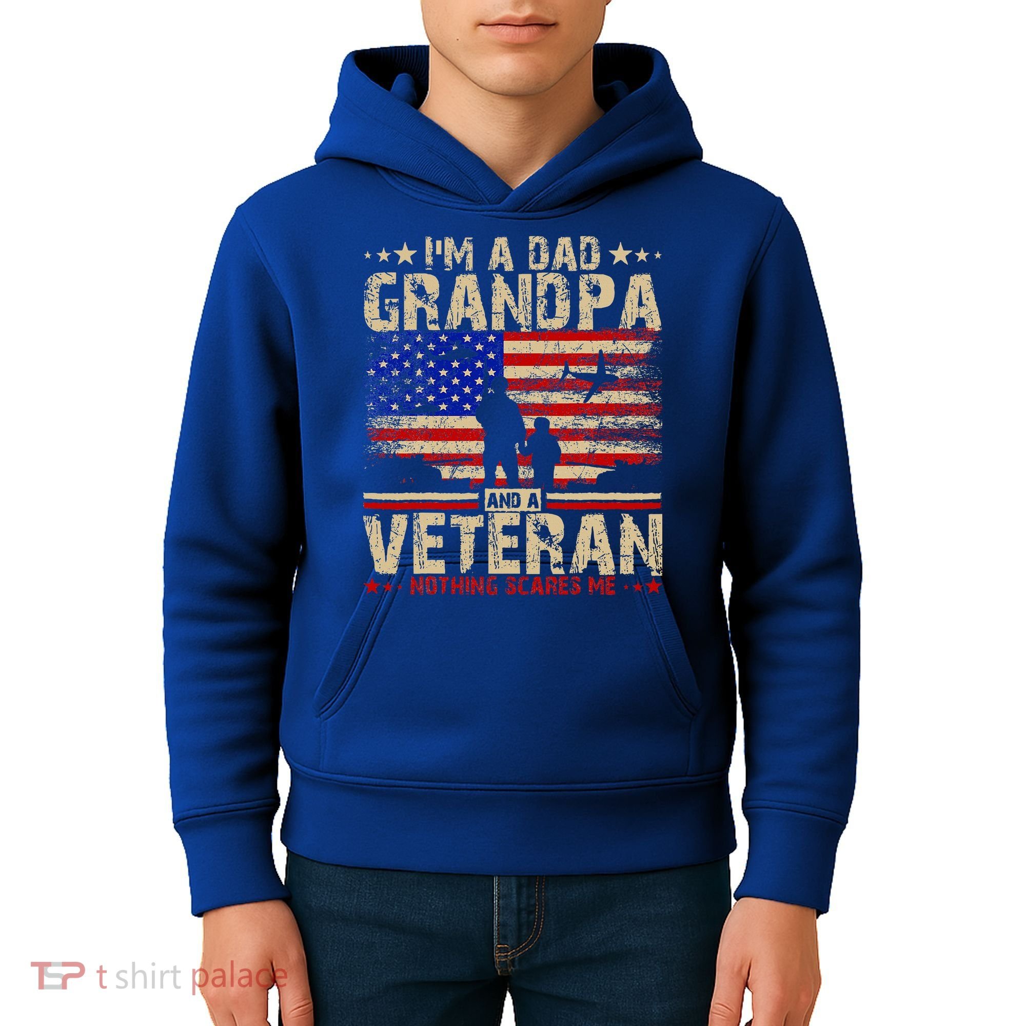 Father's Day  Veterans Day I'm A Dad Grandpa and A Veteran  Kids Hoodie