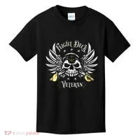 Flight Deck Veteran Skull Naval Aviation Kids T-Shirt thumb 0