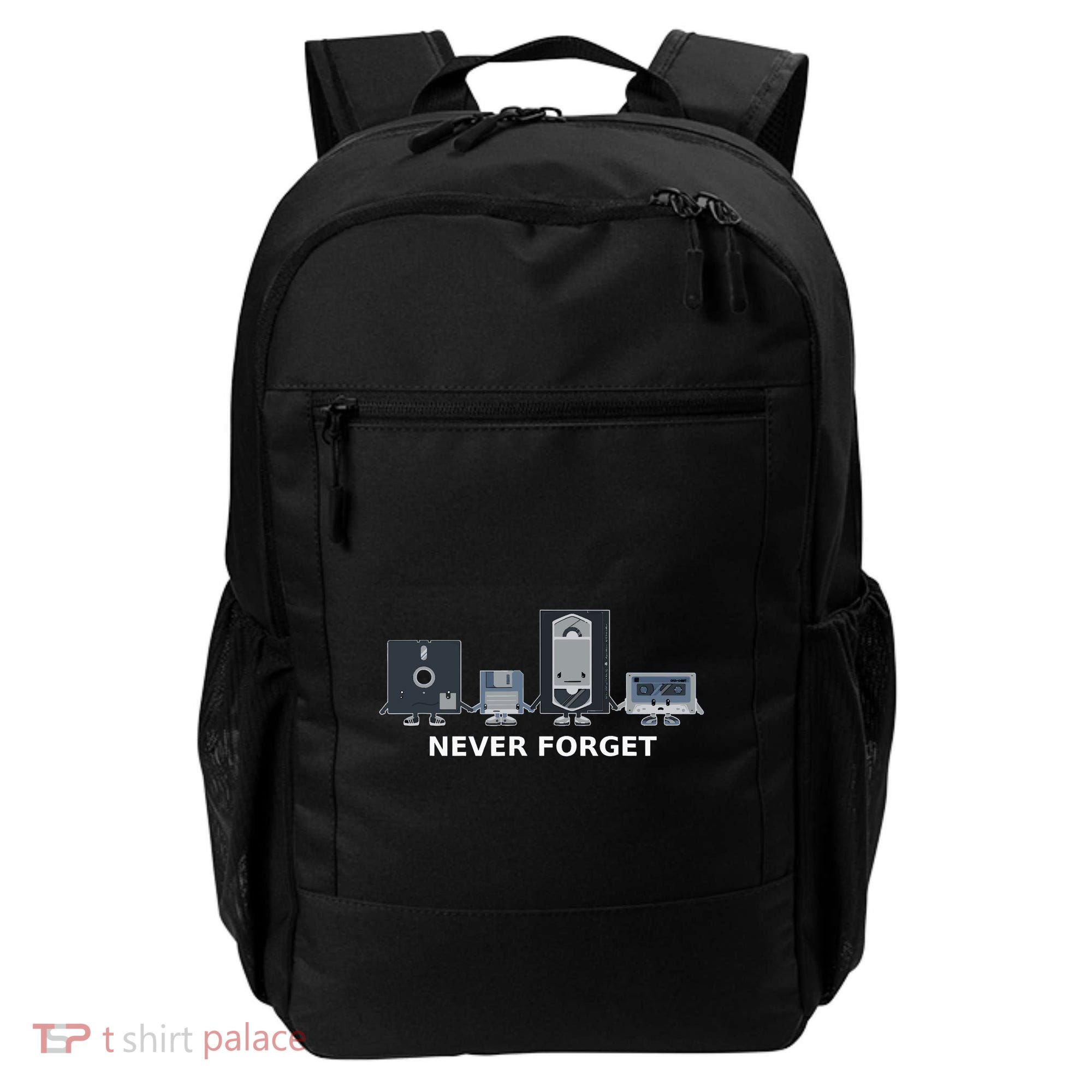 Floppy Disk Vhs Cassette Never Forget Geek History Backpack