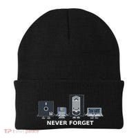 Floppy Disk Vhs Cassette Never Forget Geek History Beanie thumb 0