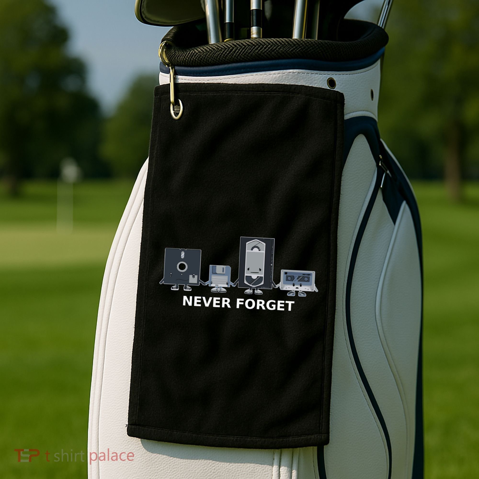 Floppy Disk Vhs Cassette Never Forget Geek History Golf Towel