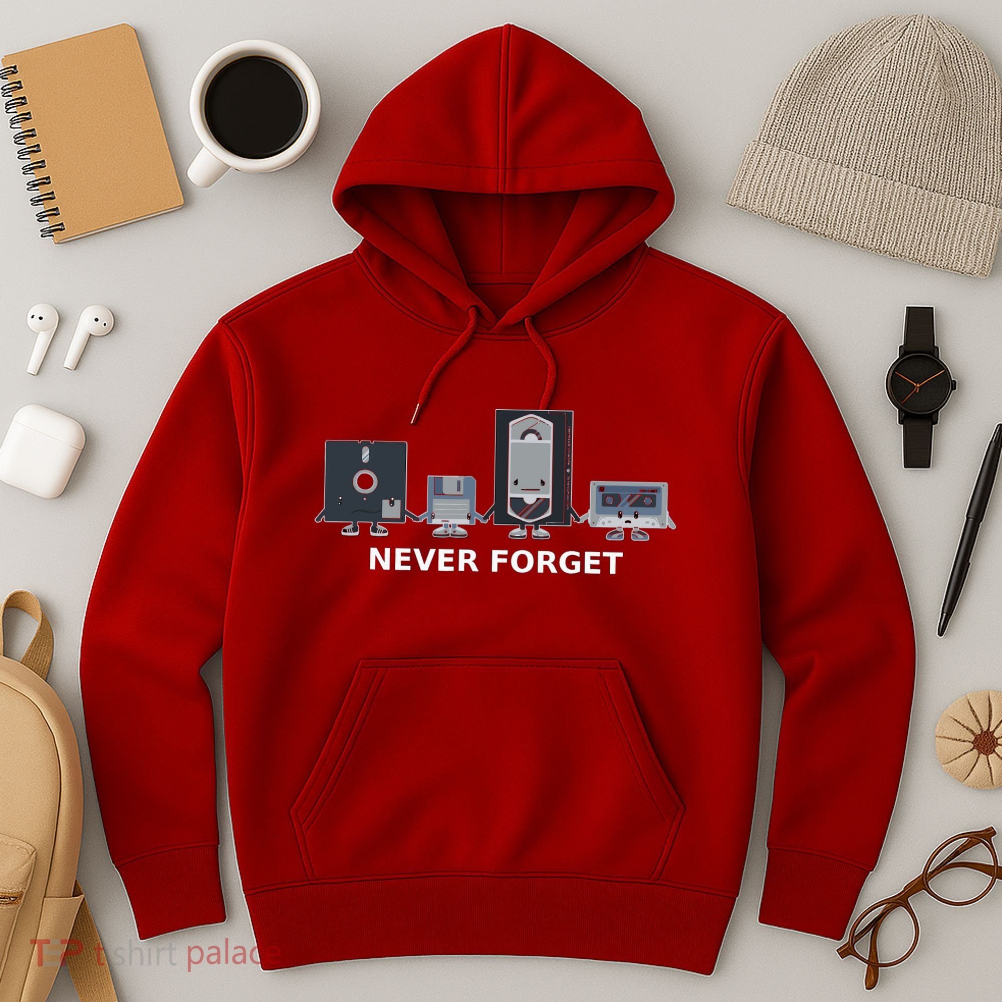 Floppy Disk Vhs Cassette Never Forget Geek History Hoodie