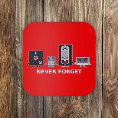 Floppy Disk Vhs Cassette Never Forget Geek History Coaster