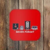 Floppy Disk Vhs Cassette Never Forget Geek History Coaster thumb 0