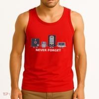 Floppy Disk Vhs Cassette Never Forget Geek History Tank Top thumb 3