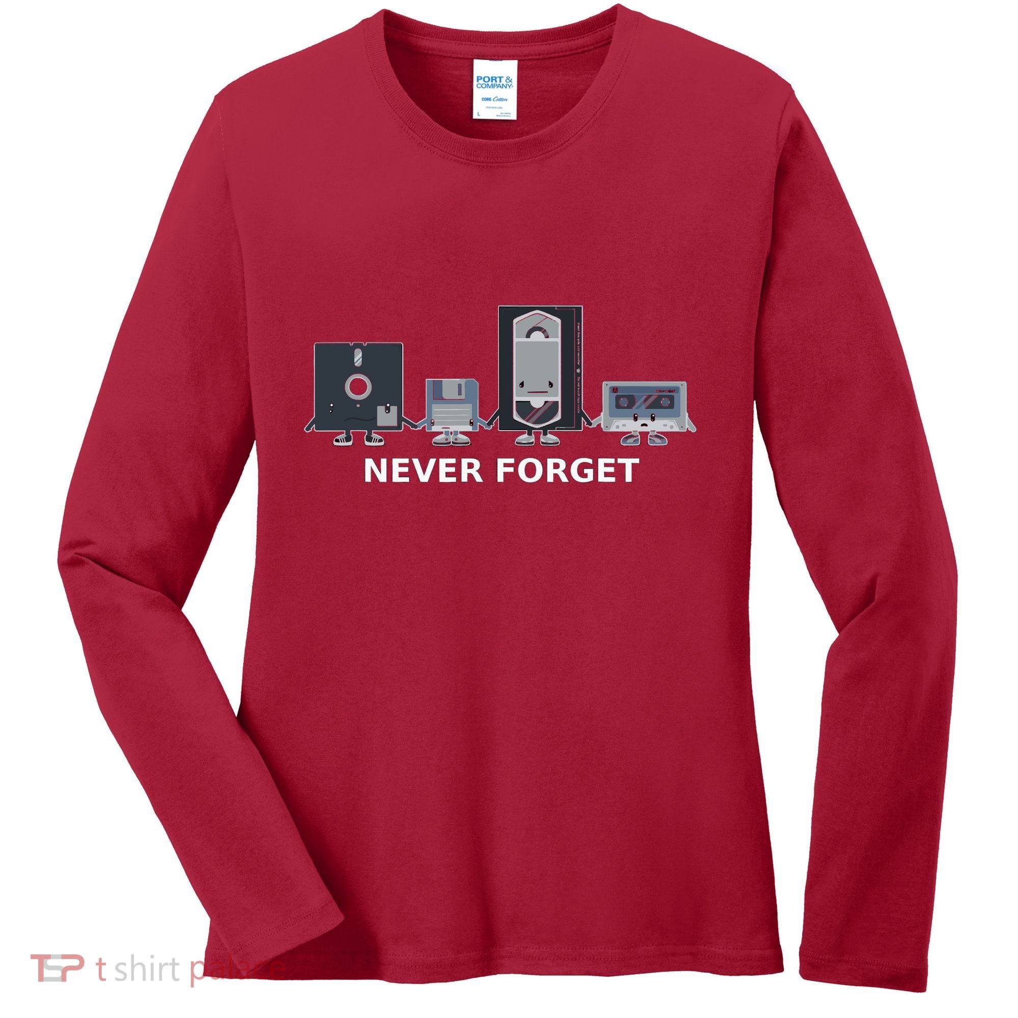 Floppy Disk Vhs Cassette Never Forget Geek History Women's Long Sleeve Shirt