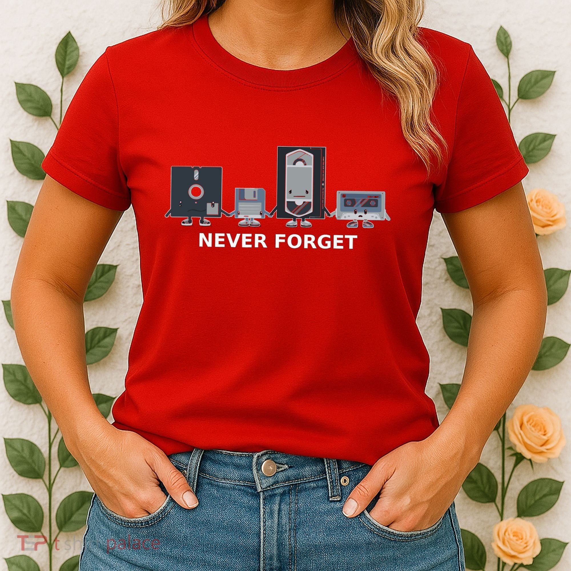 Floppy Disk Vhs Cassette Never Forget Geek History Women's T-Shirt