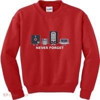 Floppy Disk Vhs Cassette Never Forget Geek History Kids Sweatshirt thumb 0