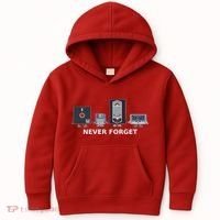 Floppy Disk Vhs Cassette Never Forget Geek History Kids Hoodie thumb 0