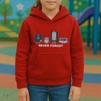 Floppy Disk Vhs Cassette Never Forget Geek History Kids Hoodie thumb 3