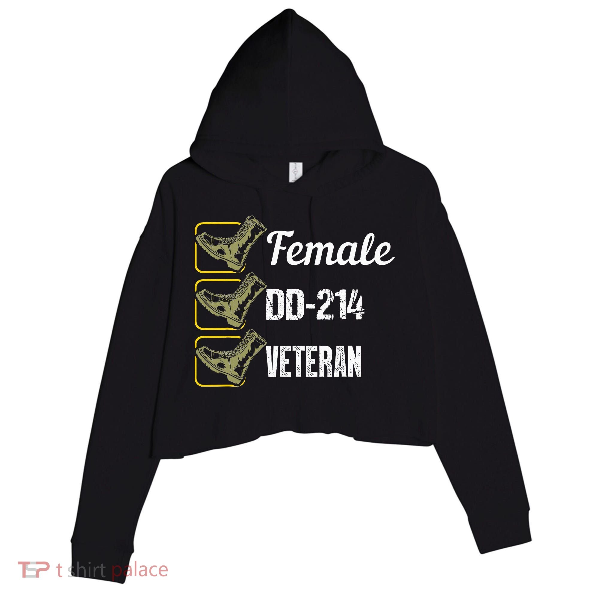 Female Dd214 Veteran Crop Fleece Hoodie