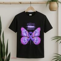 Family Domestic Violence Awareness Purple Ribbon butterfly T-Shirt thumb 2