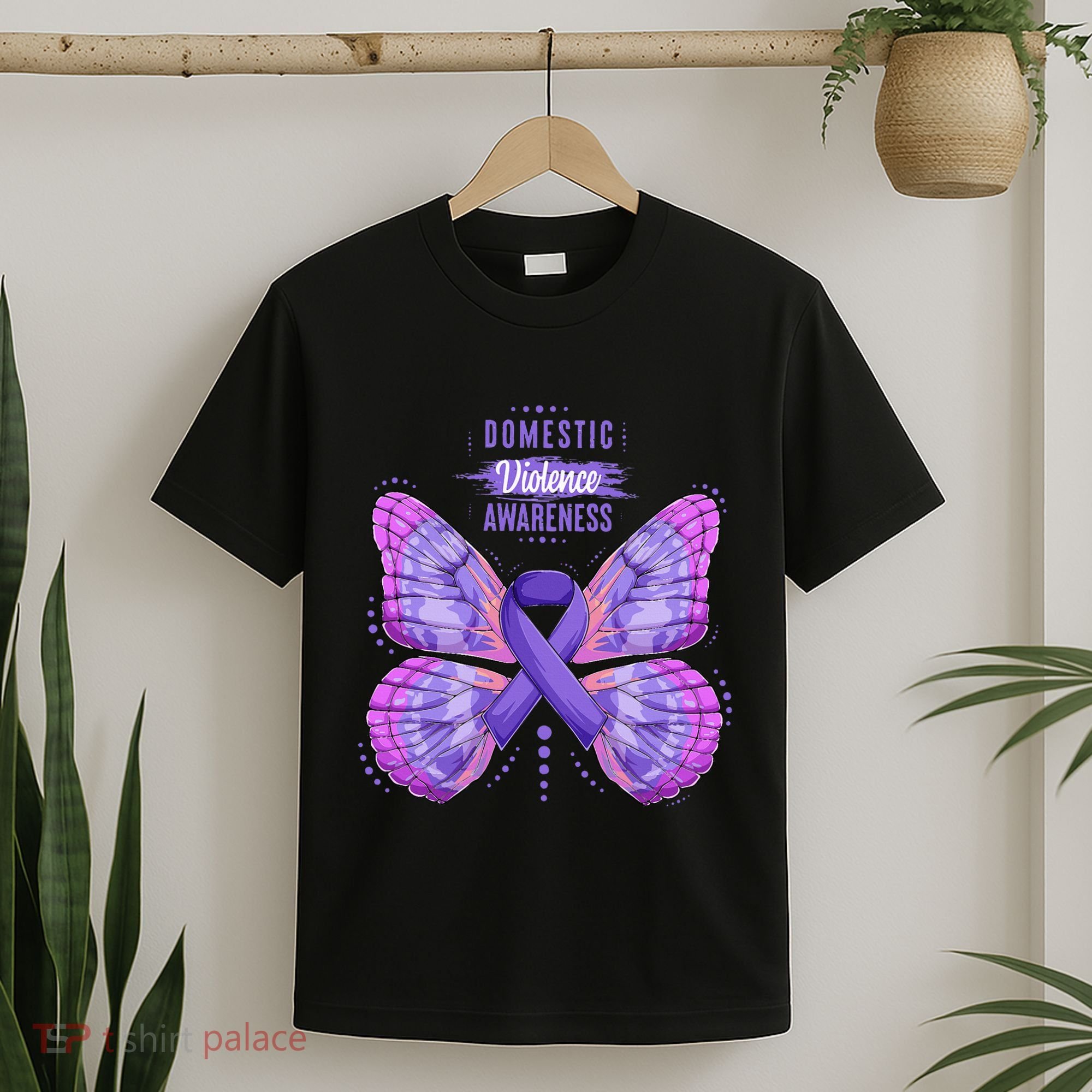Family Domestic Violence Awareness Purple Ribbon butterfly T-Shirt