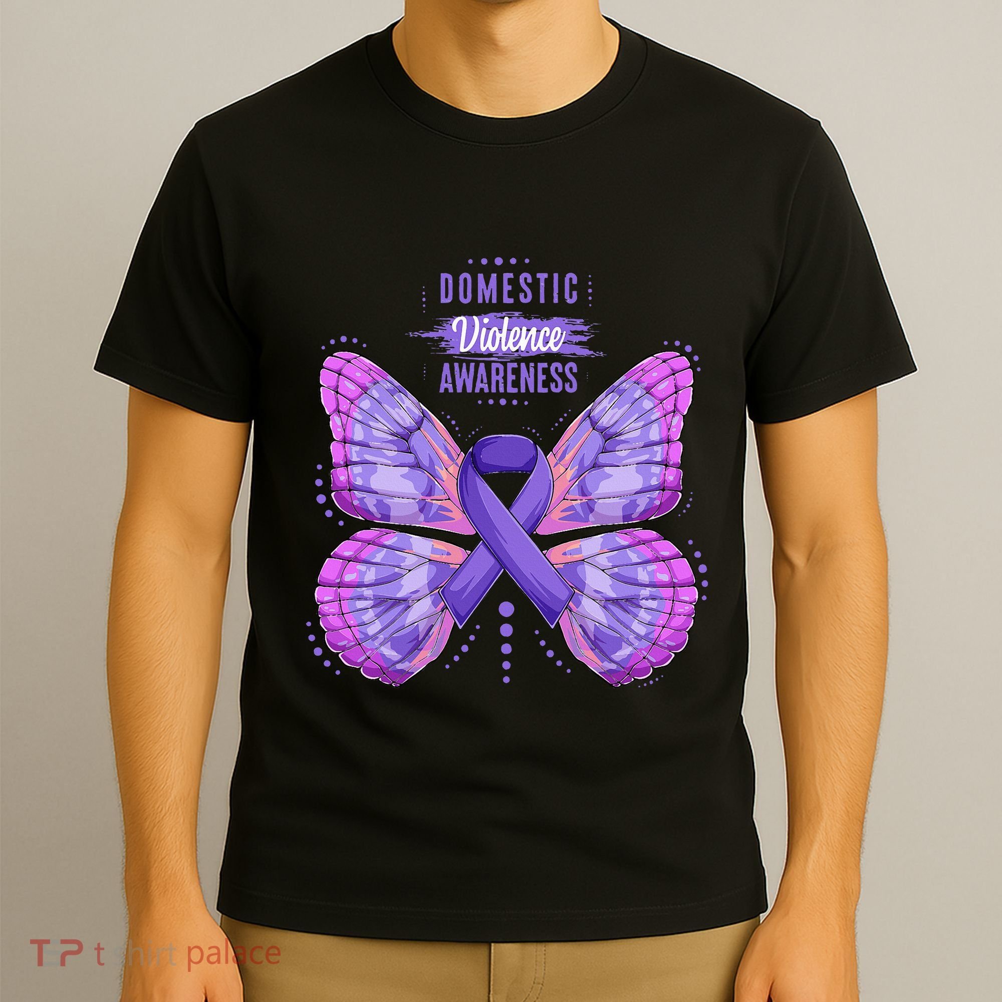 Family Domestic Violence Awareness Purple Ribbon butterfly T-Shirt