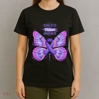 Family Domestic Violence Awareness Purple Ribbon butterfly T-Shirt thumb 4