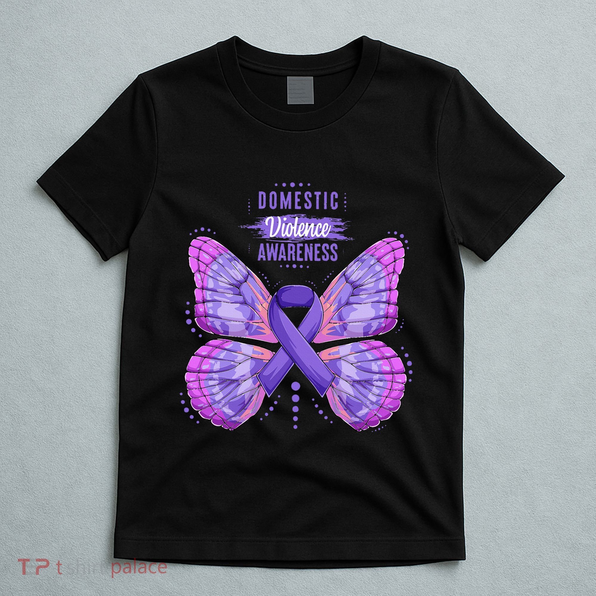 Family Domestic Violence Awareness Purple Ribbon butterfly T-Shirt