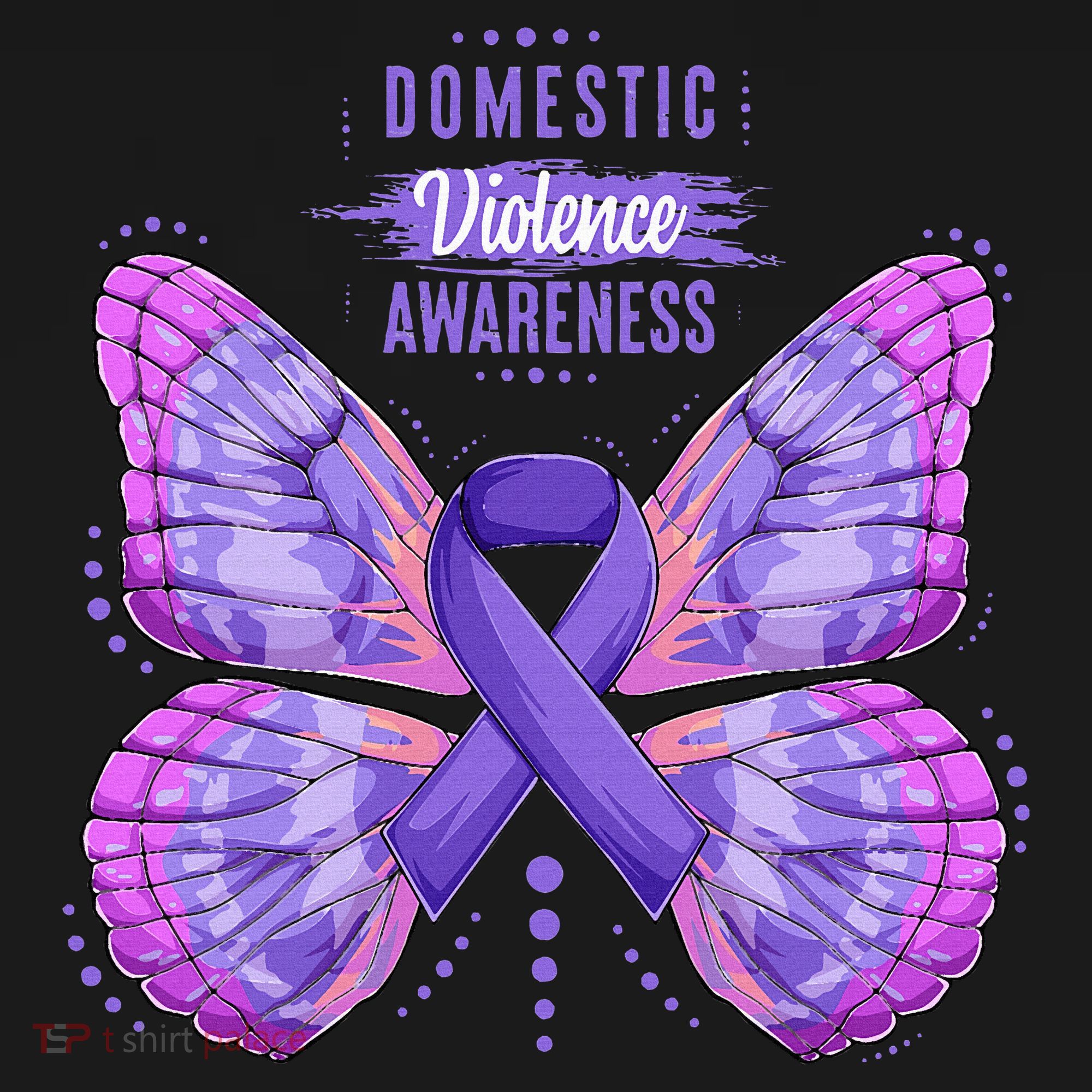 Family Domestic Violence Awareness Purple Ribbon butterfly T-Shirt