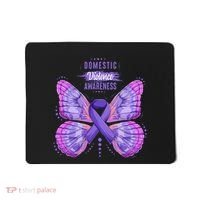 Family Domestic Violence Awareness Purple Ribbon butterfly Mousepad thumb 0