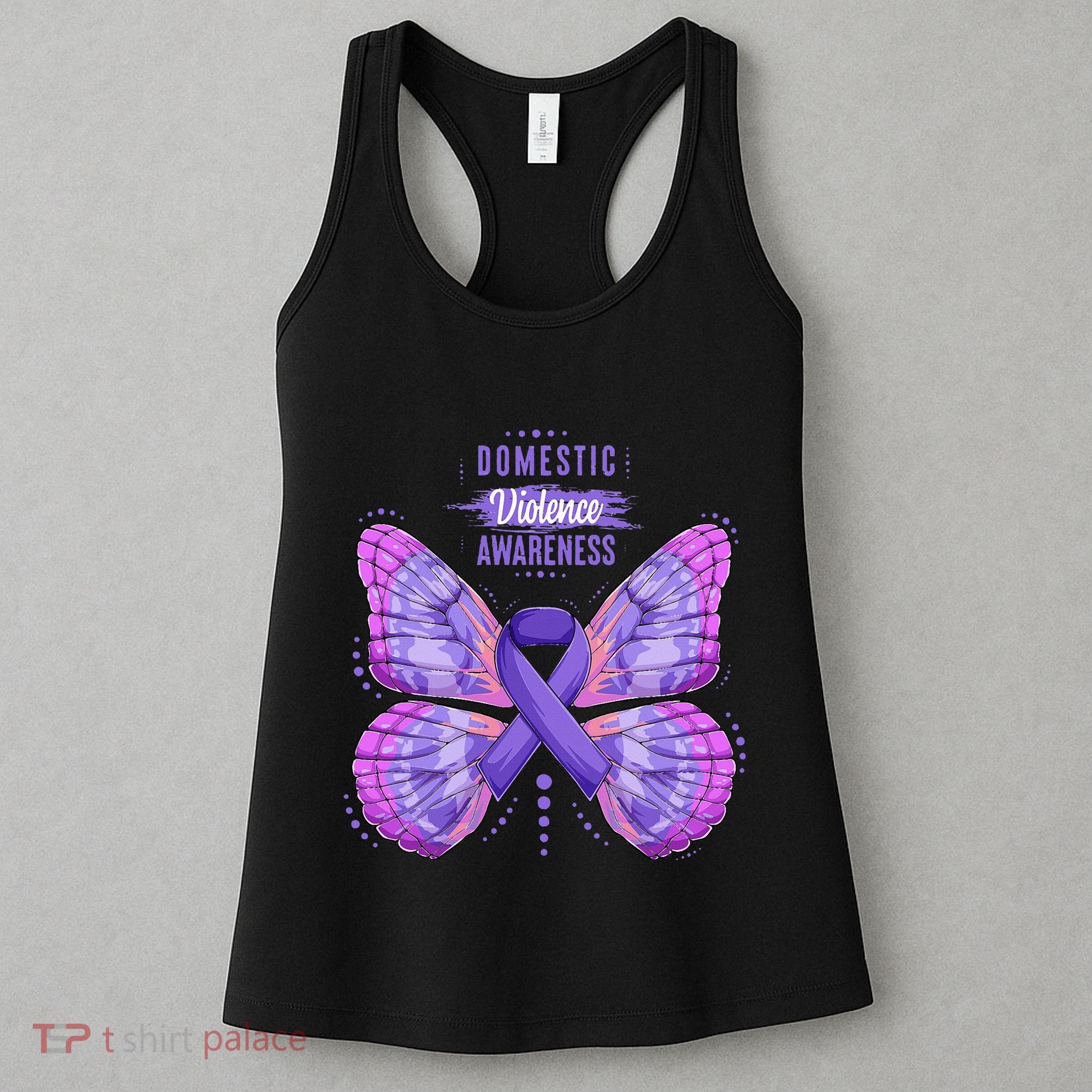 Family Domestic Violence Awareness Purple Ribbon butterfly Women's Tank Top