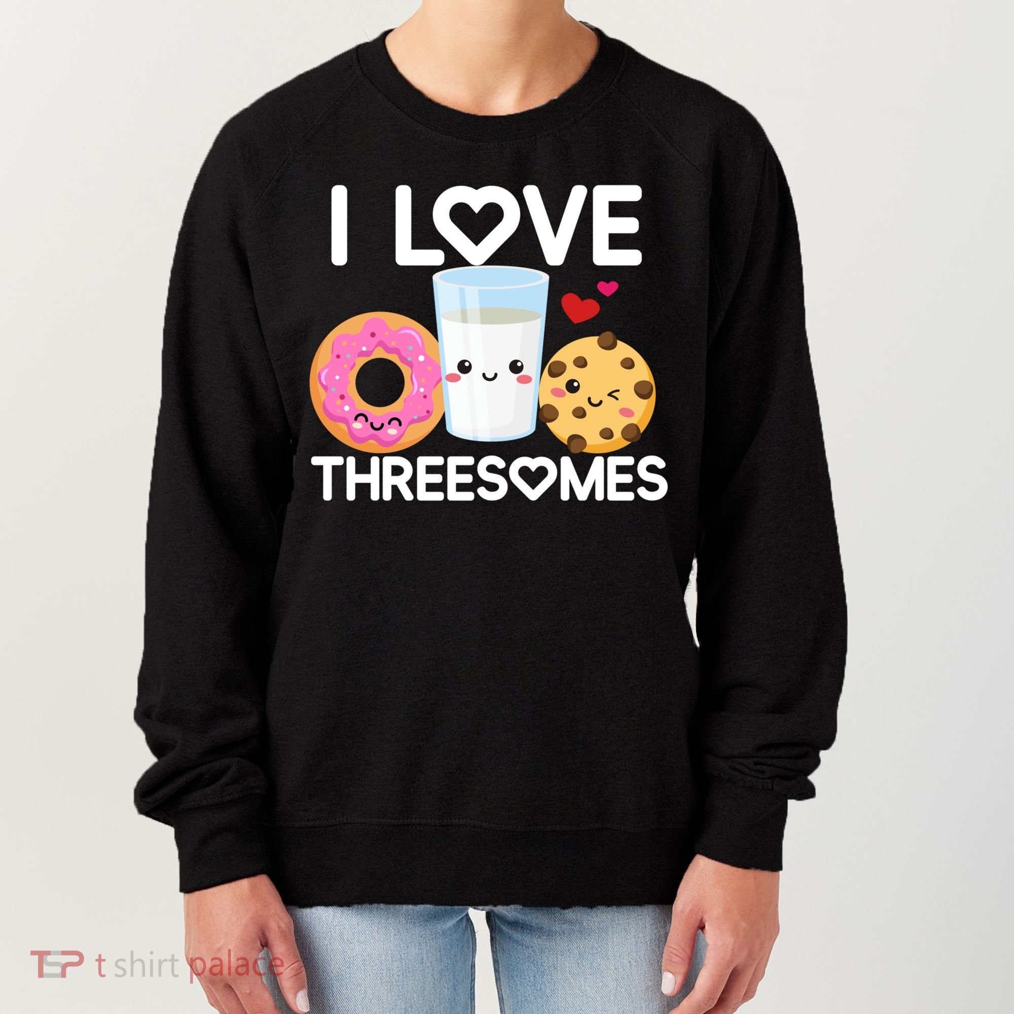 Funny Donut Valentine's Day I Love Threesomes Adult Humor Gift Women's Sweatshirt