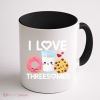 Funny Donut Valentine's Day I Love Threesomes Adult Humor Gift Coffee Mug thumb 1