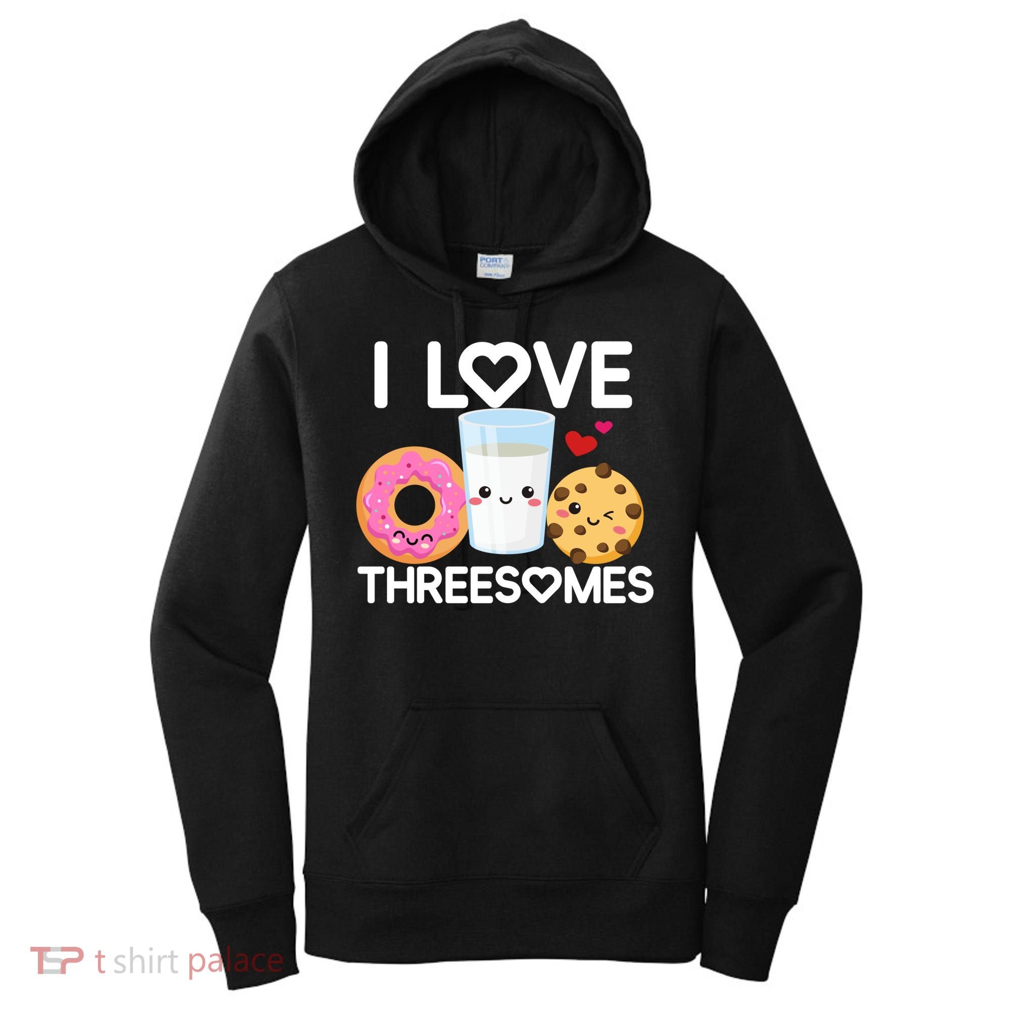 Funny Donut Valentine's Day I Love Threesomes Adult Humor Gift Women's Hoodie
