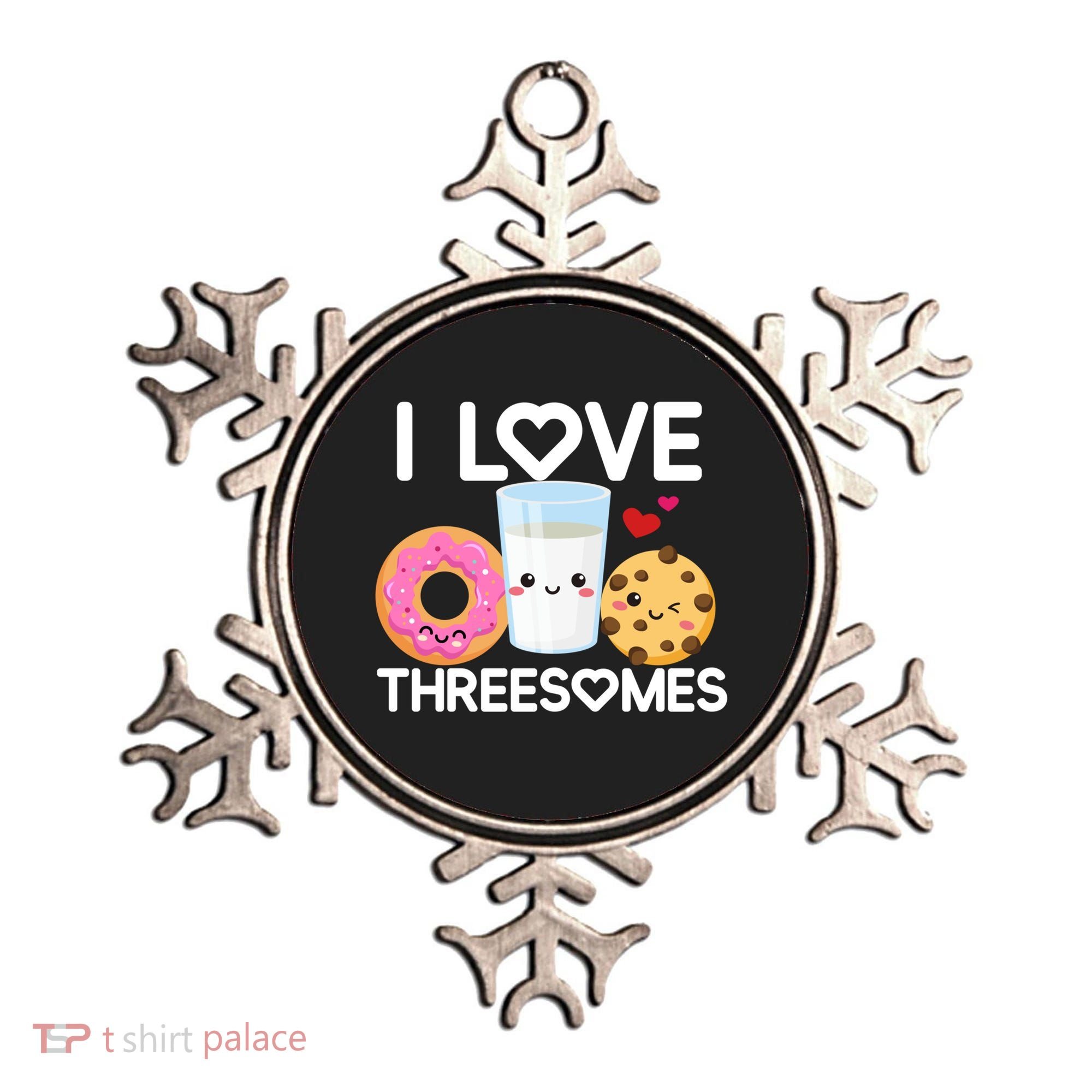 Funny Donut Valentine's Day I Love Threesomes Adult Humor Gift Ornament