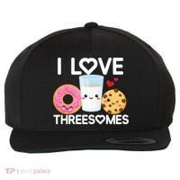 Funny Donut Valentine's Day I Love Threesomes Adult Humor Gift Wool Snapback Cap thumb 0