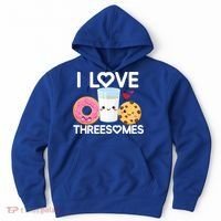 Funny Donut Valentine's Day I Love Threesomes Adult Humor Gift Hoodie thumb 0
