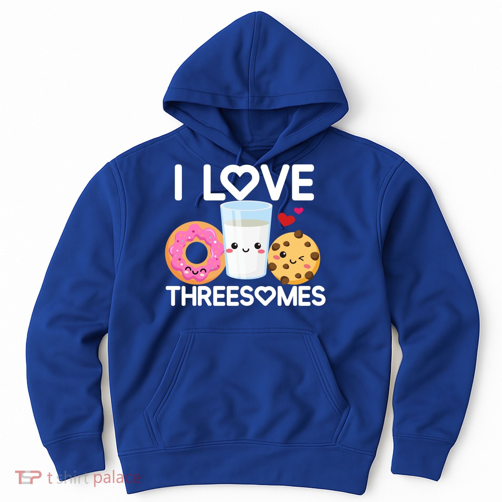 Funny Donut Valentine's Day I Love Threesomes Adult Humor Gift Hoodie