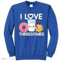 Funny Donut Valentine's Day I Love Threesomes Adult Humor Gift Sweatshirt thumb 0