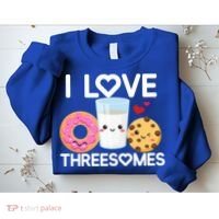 Funny Donut Valentine's Day I Love Threesomes Adult Humor Gift Sweatshirt thumb 2