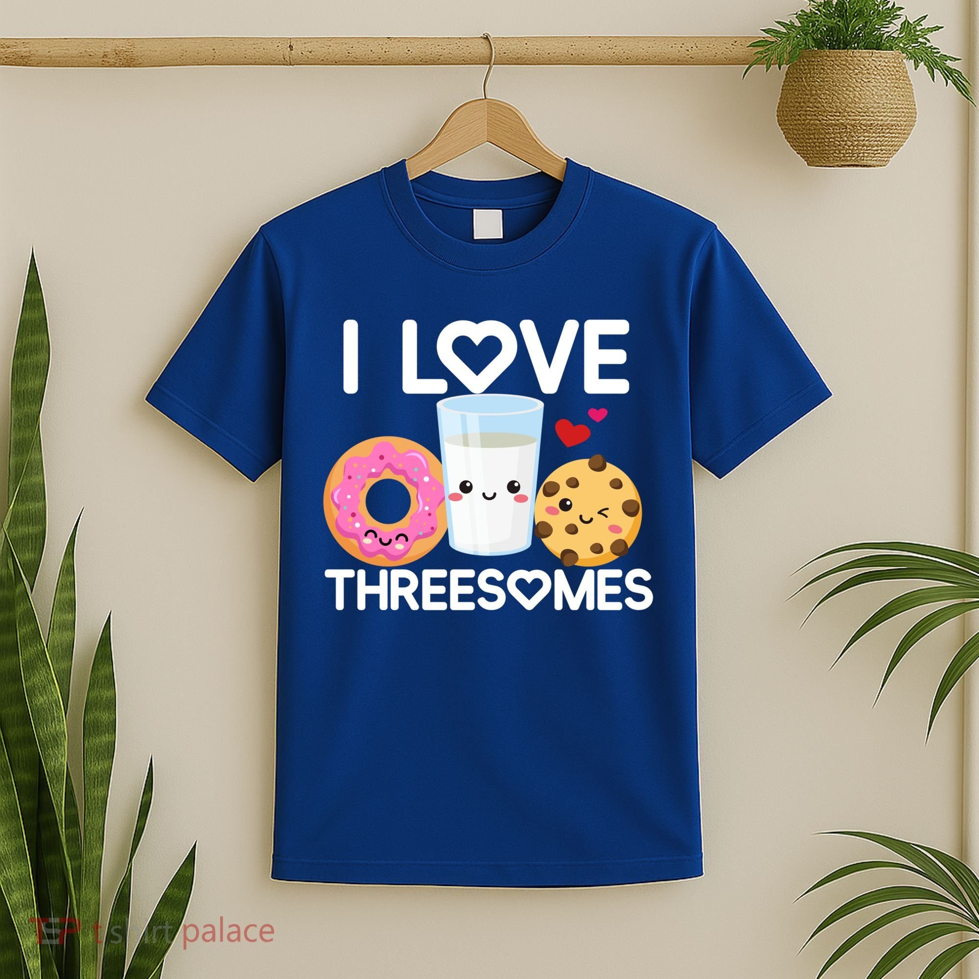 Funny Donut Valentine's Day I Love Threesomes Adult Humor Gift T-Shirt
