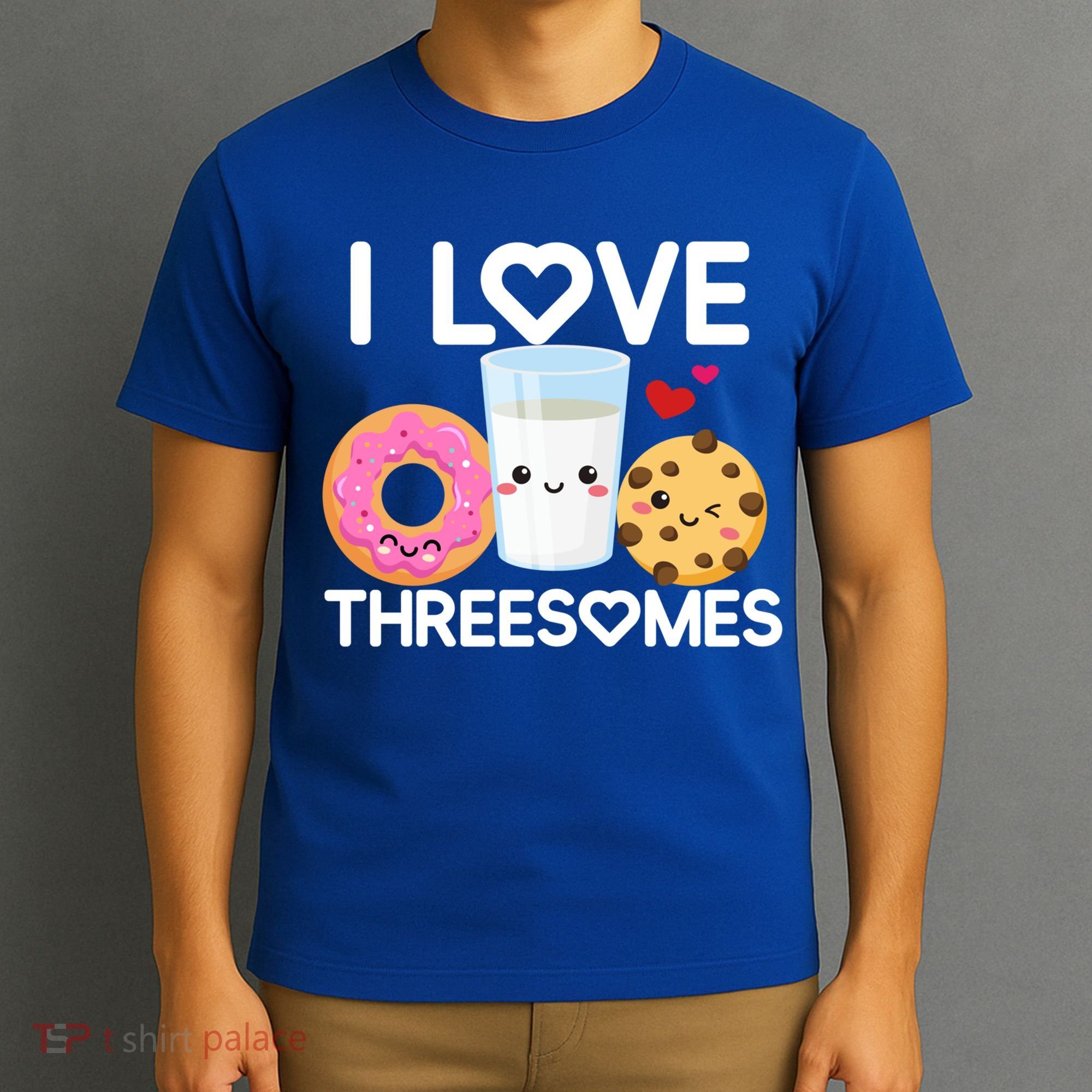 Funny Donut Valentine's Day I Love Threesomes Adult Humor Gift T-Shirt