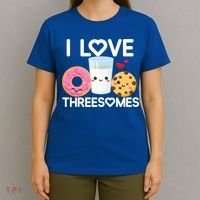 Funny Donut Valentine's Day I Love Threesomes Adult Humor Gift T-Shirt thumb 4