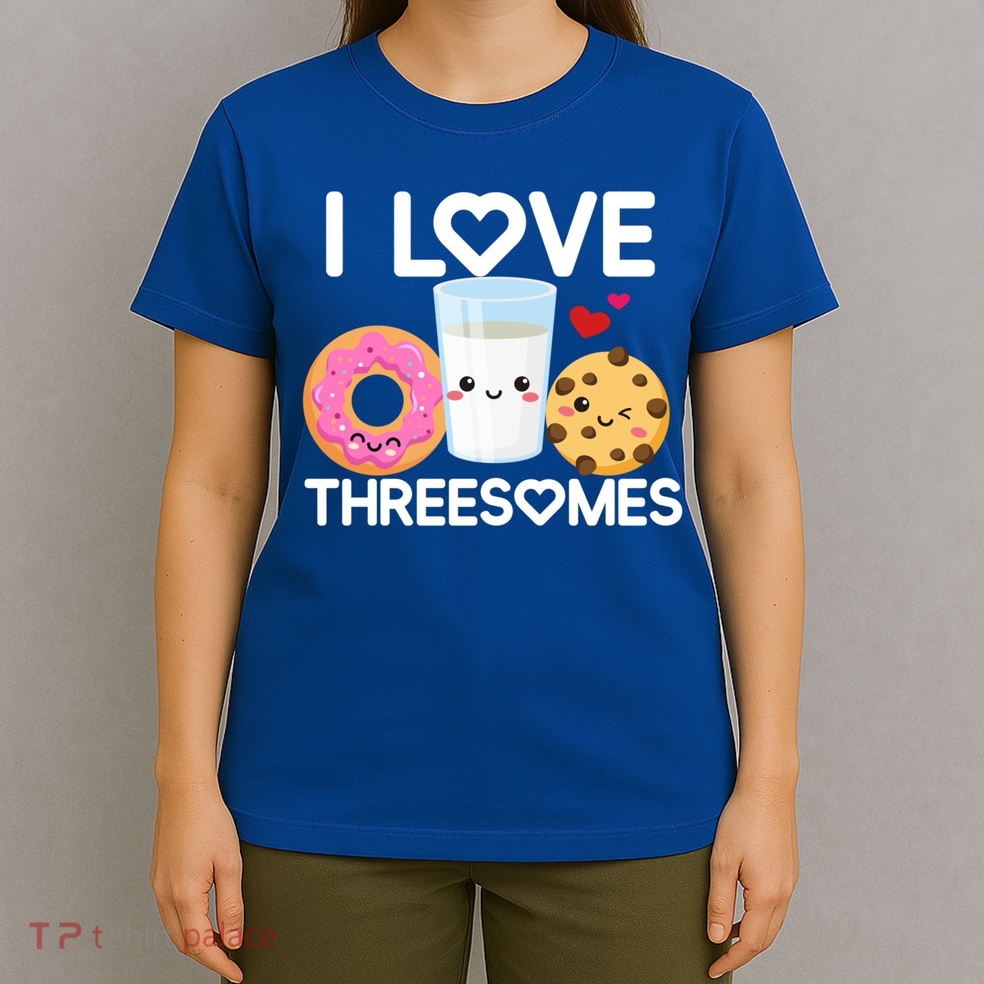 Funny Donut Valentine's Day I Love Threesomes Adult Humor Gift T-Shirt