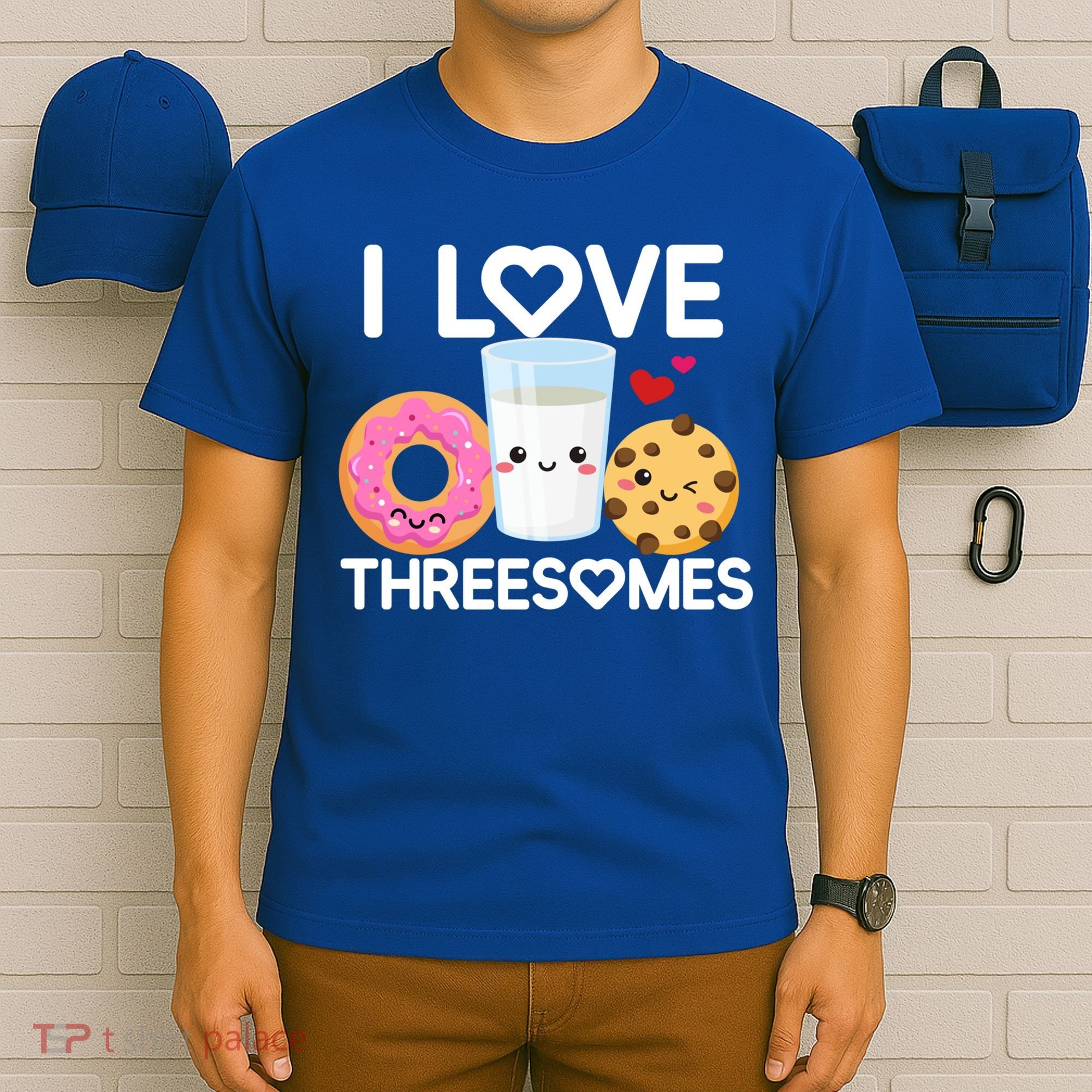 Funny Donut Valentine's Day I Love Threesomes Adult Humor Gift T-Shirt