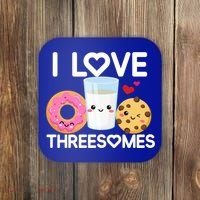Funny Donut Valentine's Day I Love Threesomes Adult Humor Gift Coaster thumb 0