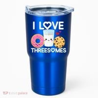 Funny Donut Valentine's Day I Love Threesomes Adult Humor Gift Tumbler thumb 0