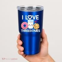 Funny Donut Valentine's Day I Love Threesomes Adult Humor Gift Tumbler thumb 2