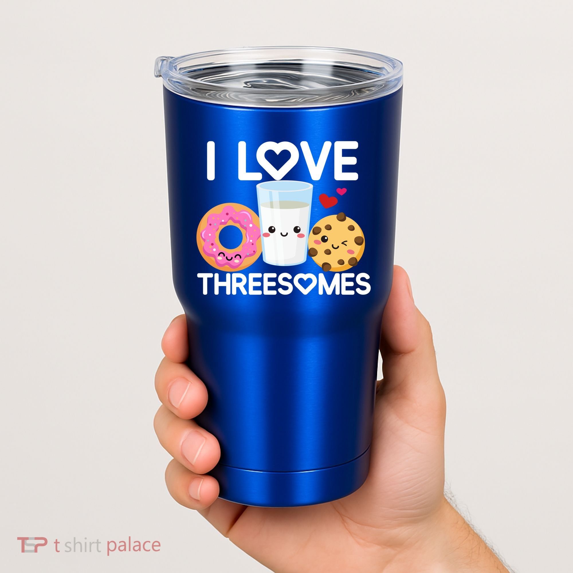 Funny Donut Valentine's Day I Love Threesomes Adult Humor Gift Tumbler