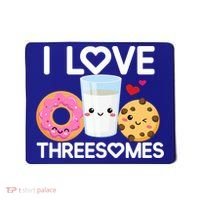 Funny Donut Valentine's Day I Love Threesomes Adult Humor Gift Mousepad thumb 0