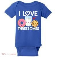 Funny Donut Valentine's Day I Love Threesomes Adult Humor Gift Baby Bodysuit thumb 0