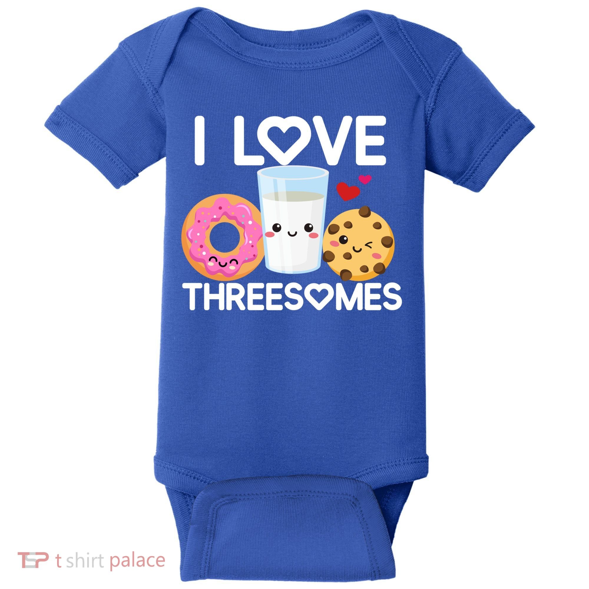 Funny Donut Valentine's Day I Love Threesomes Adult Humor Gift Baby Bodysuit