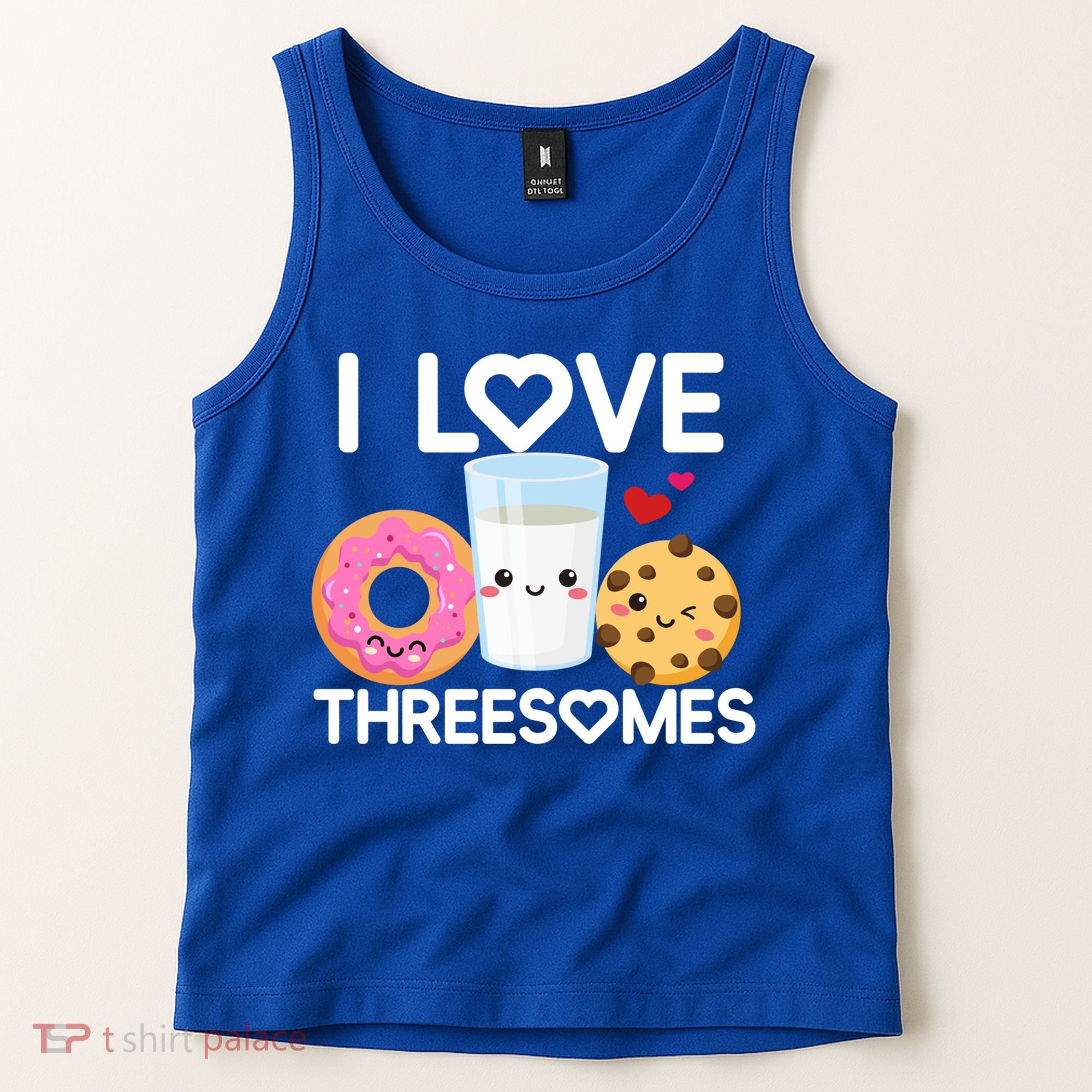 Funny Donut Valentine's Day I Love Threesomes Adult Humor Gift Tank Top