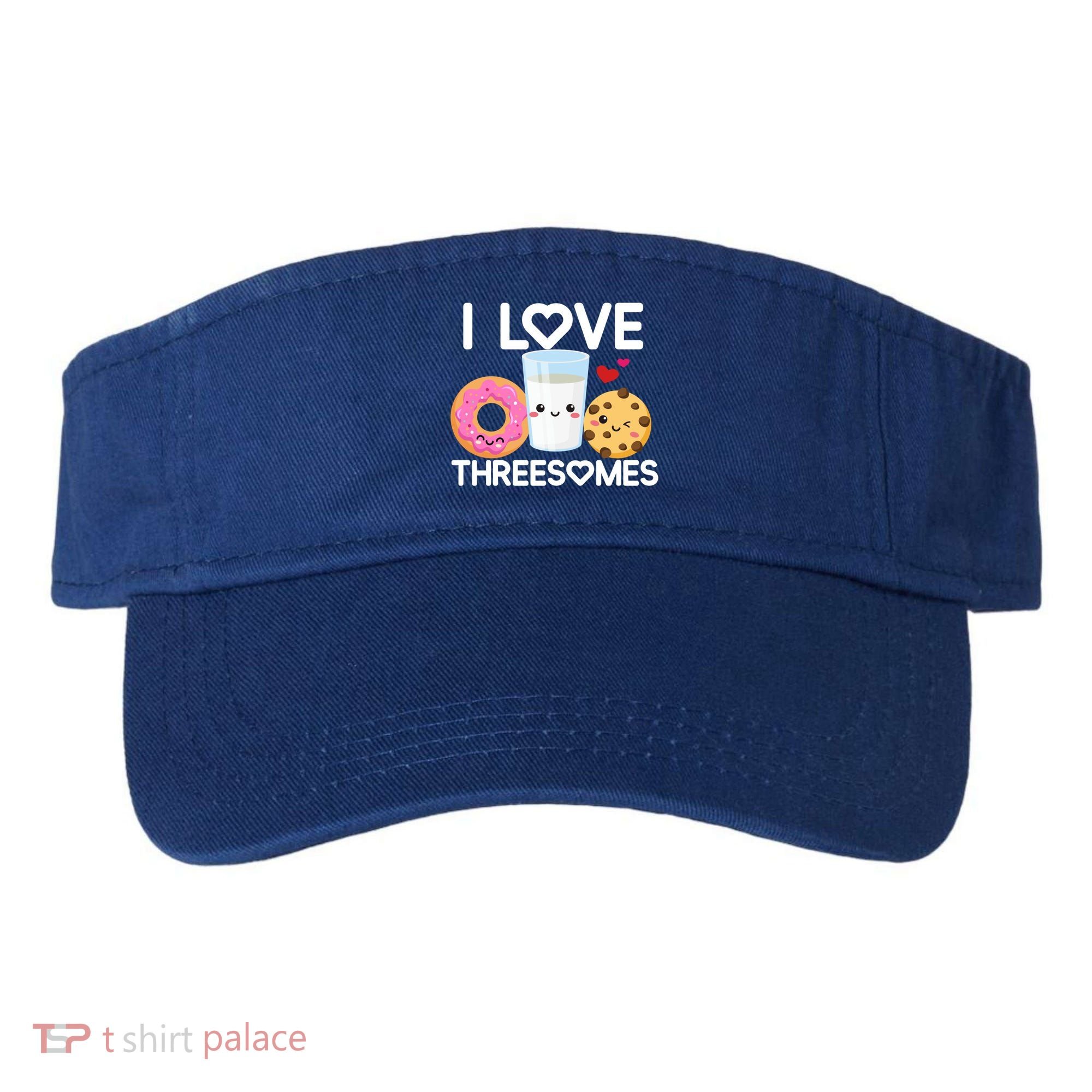 Funny Donut Valentine's Day I Love Threesomes Adult Humor Gift Visor