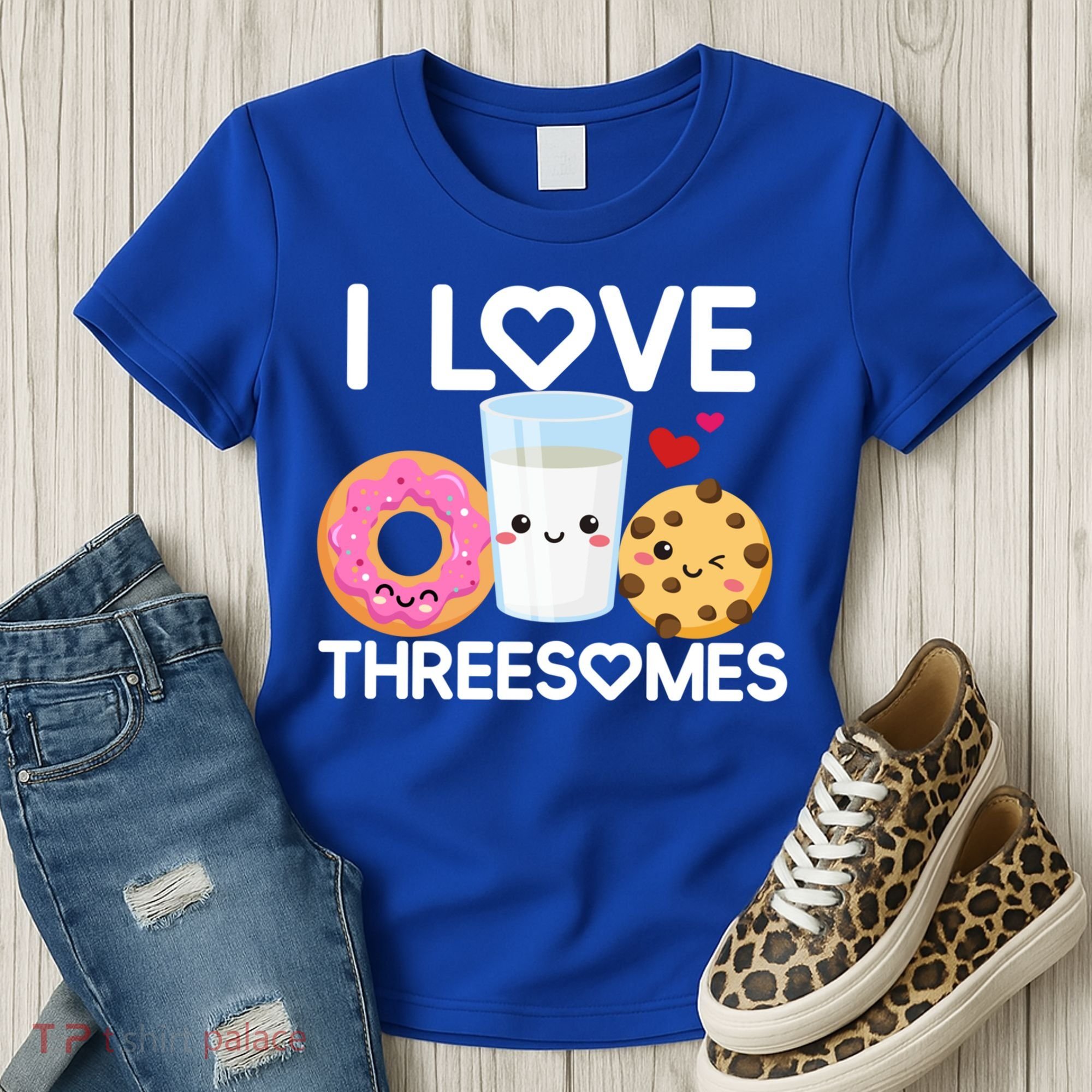 Funny Donut Valentine's Day I Love Threesomes Adult Humor Gift Women's T-Shirt